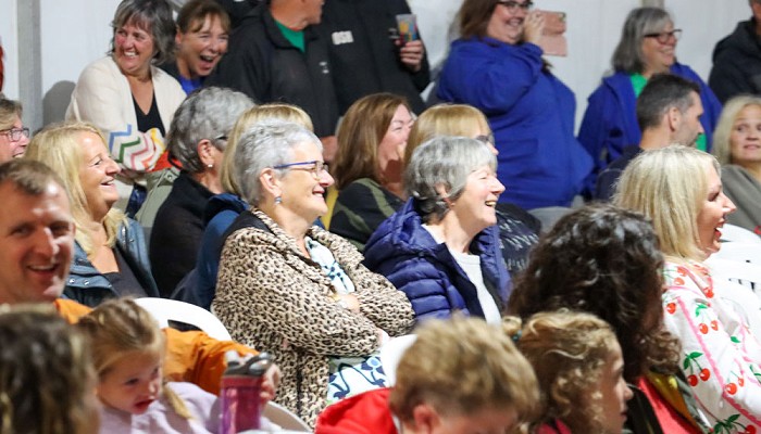 audience laughing enjoying Noson Lawen at Gwyl Felin